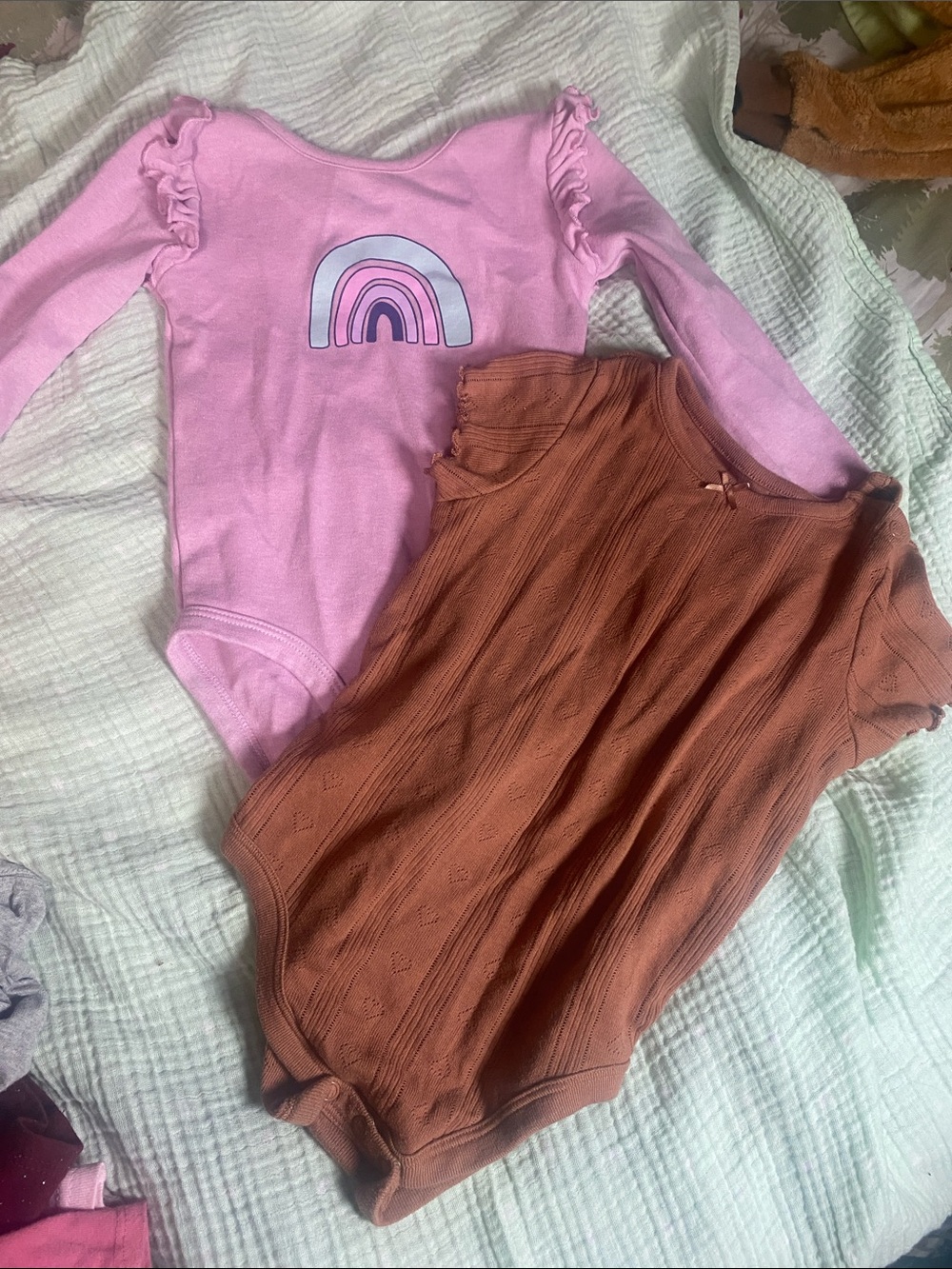 Pink Rainbow Ruffle Sleeve Kids One-Piece Bodysuit